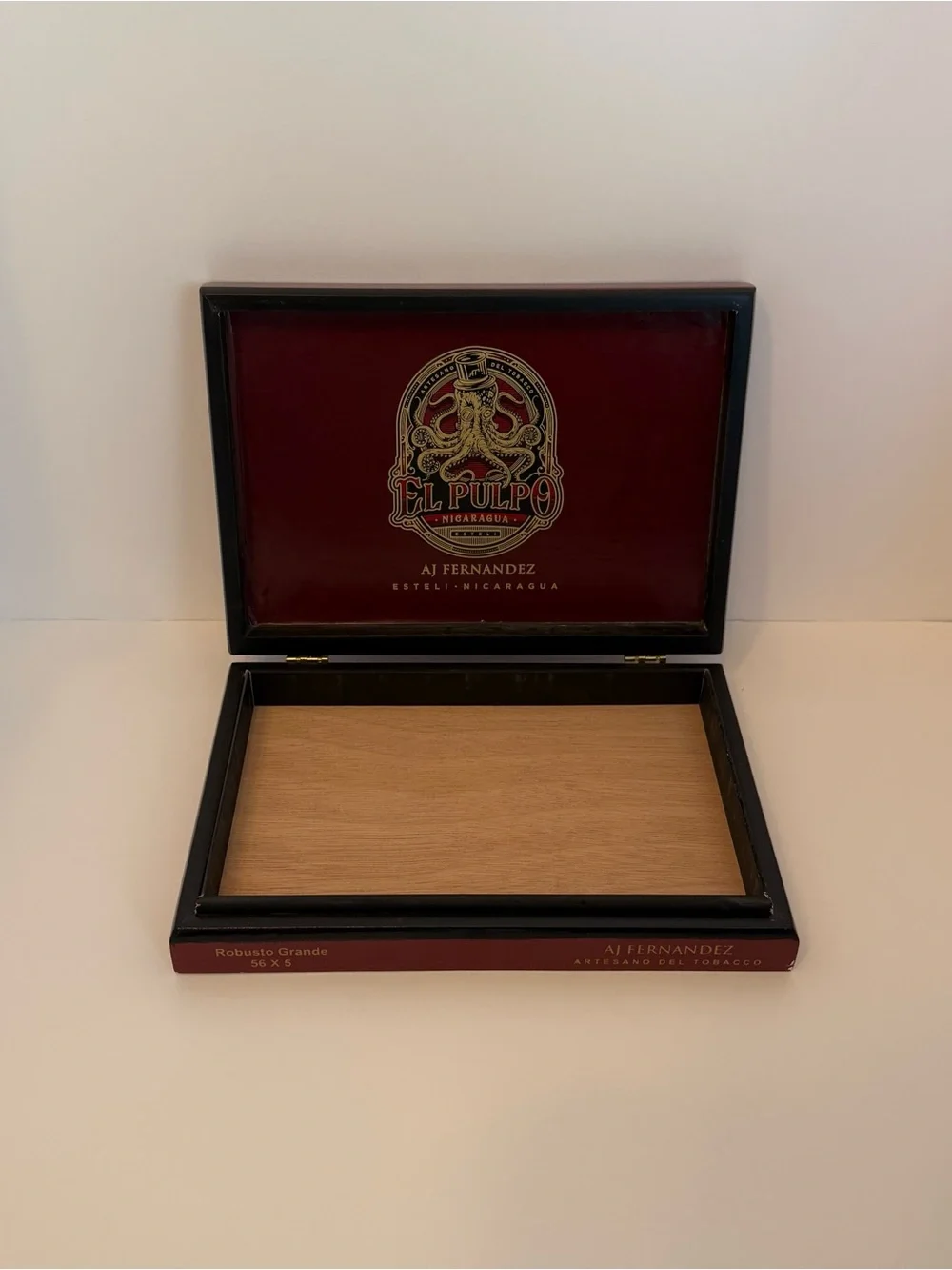 AJ Fernandez El Pulpo Toro Grande Empty Wooden Cigar Box